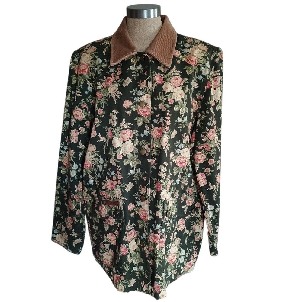 Vintage Ralph Lauren Jacket Womens Sz 1X Chore Coat Corduroy Collar Jeans Co Y2K